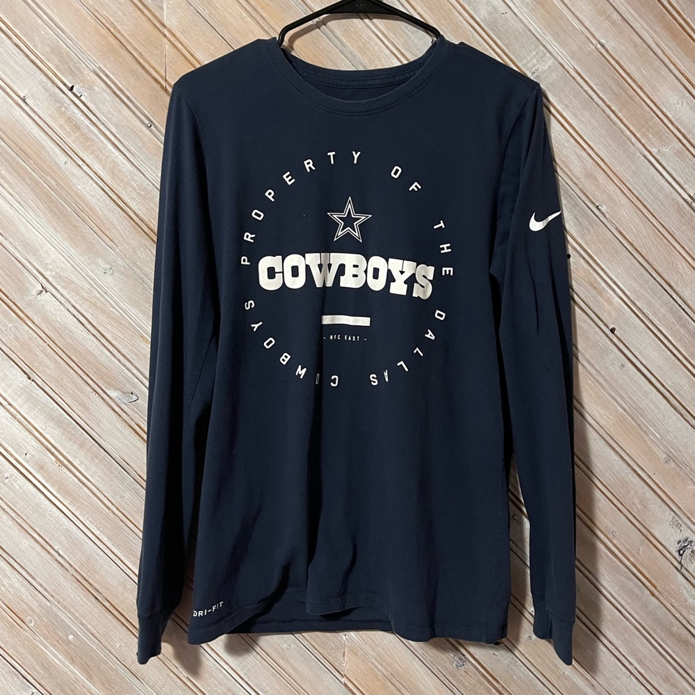Nike Navy Blue Dallas Cowboys NFL Equipment Training Long Sleeve Shirt Athletic